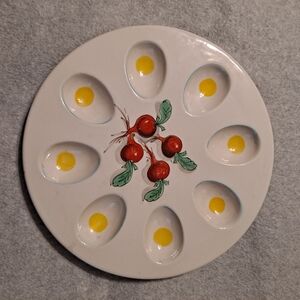 Vntg Mancer 11" Ceramic Made in Italy Deviled Egg Serving Dish Plate Platter